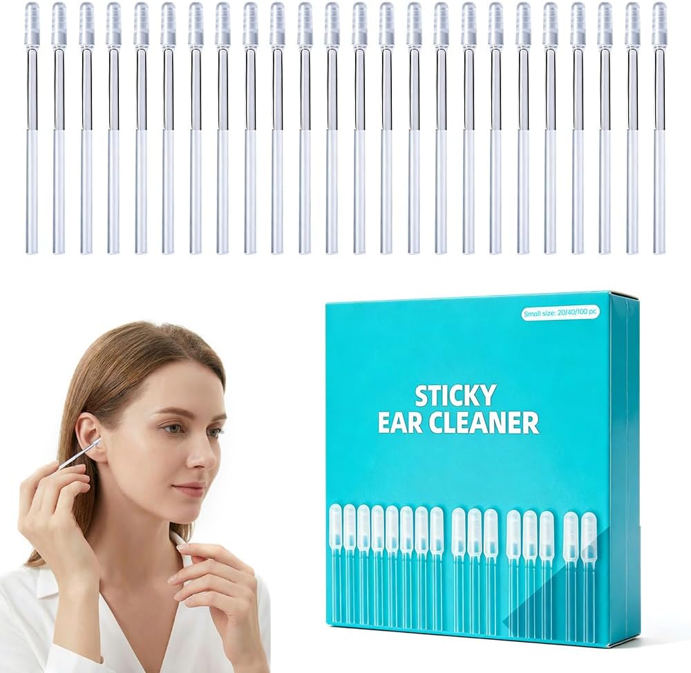 Reusable sticky ear cleaner with soft adhesive tips for gentle ear wax removal and cleaning for adults
