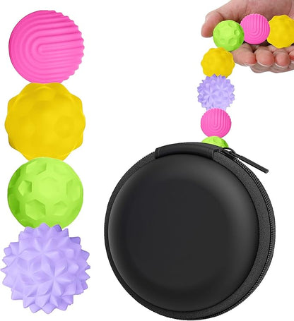 Magnetic Fidget Balls – 4 Pack Textured Silicone Sensory Toys, Quiet