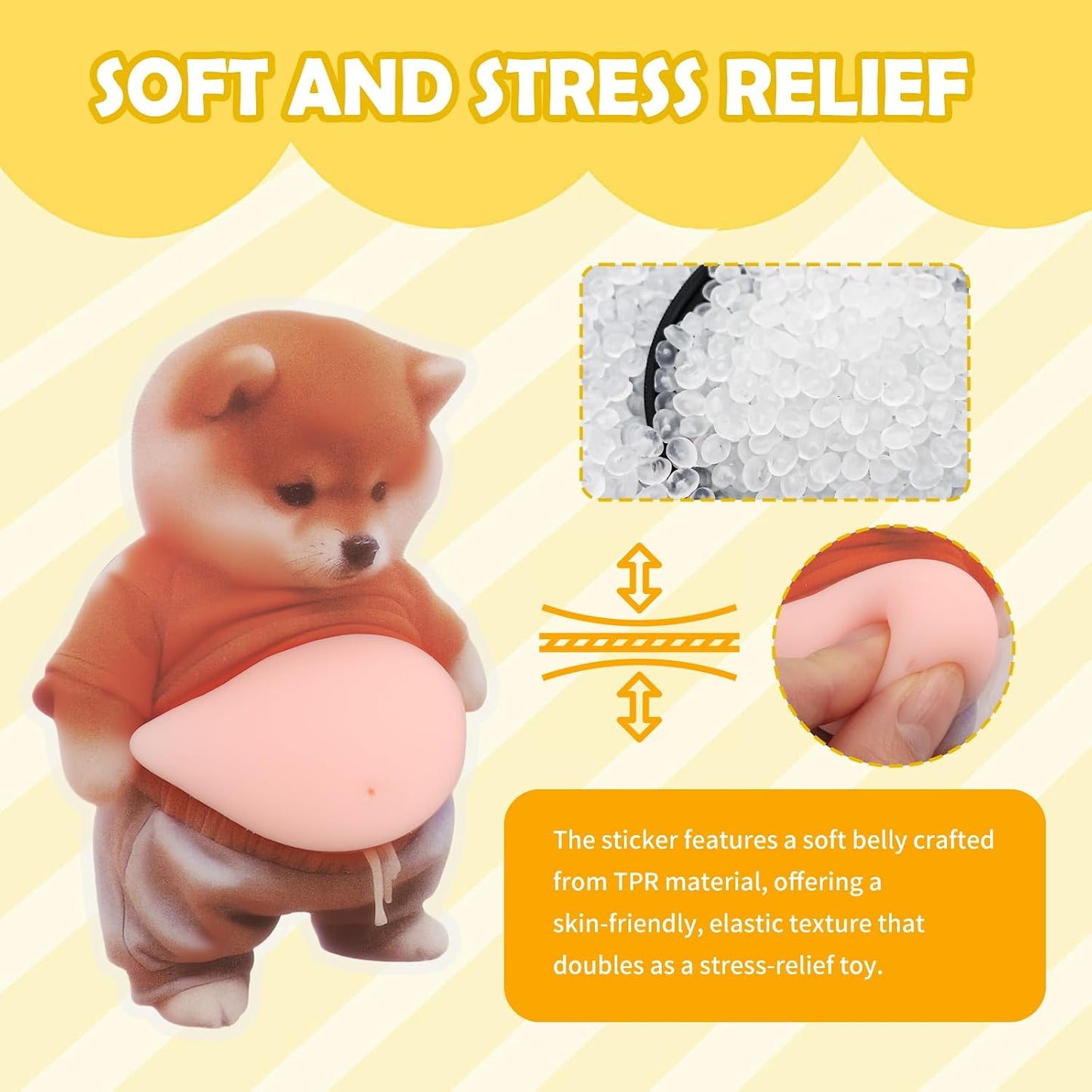 3D Squishy Belly Car Stickers - Soft Cute Animal Door Edge Guards, Stress Relief Decals for Car Protection