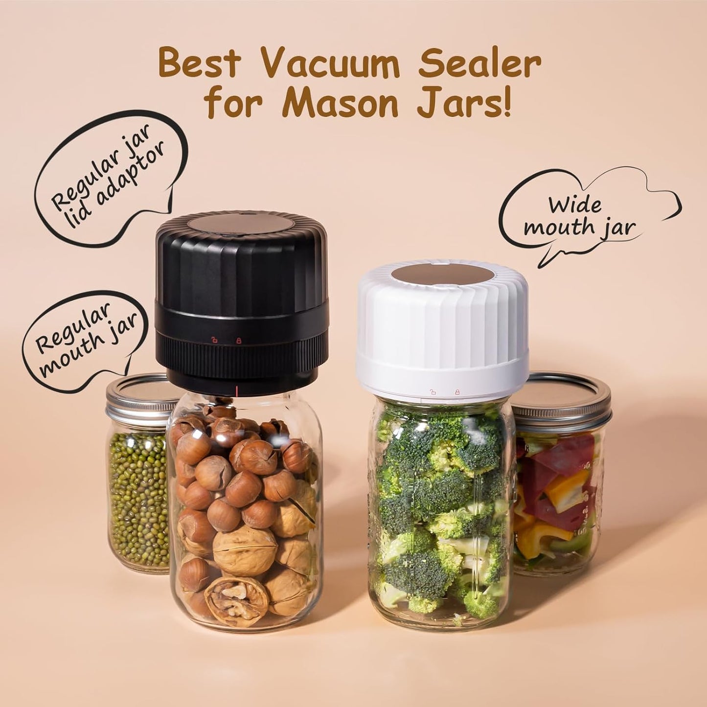 Electric Mason Jar Vacuum Sealer – Automatic Rechargeable Jar Sealer Kit
