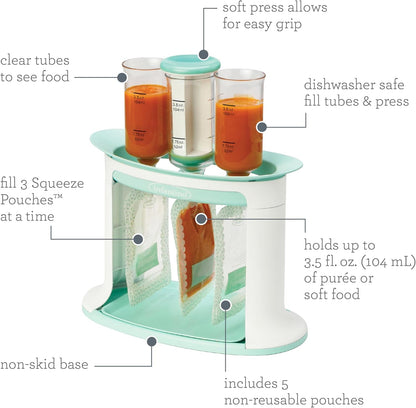 Baby Food Pouch Filling Station – Press & Store Set with 5 Reusable Pouches