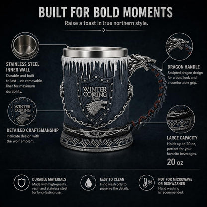 Viking Horn Style Beer Mug - Personalized Engraved 3D Resin Stainless Steel Tankard for Coffee & Beer