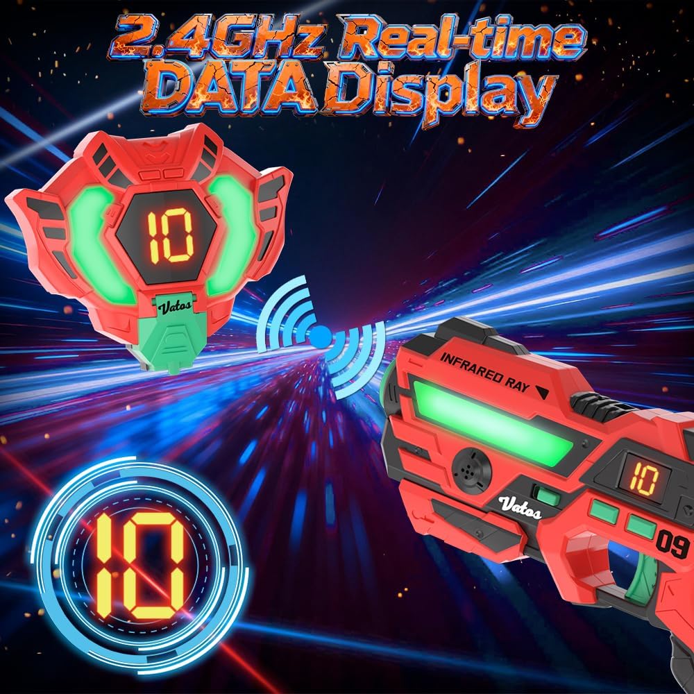 Laser Tag Set with LCD Vests – Rechargeable 4 Player Blasters for Kids & Adults