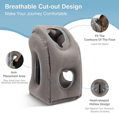 MoKo Inflatable Travel Neck Pillow – Ergonomic Airplane Pillow with Bag