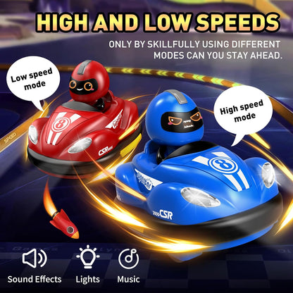 Mini RC Bumper Car with Light & Sound, 360° Rotating Toy