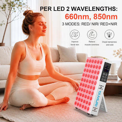 Red Light Therapy Panel – 660nm 850nm 60 LED Lamp with Timer & Stand