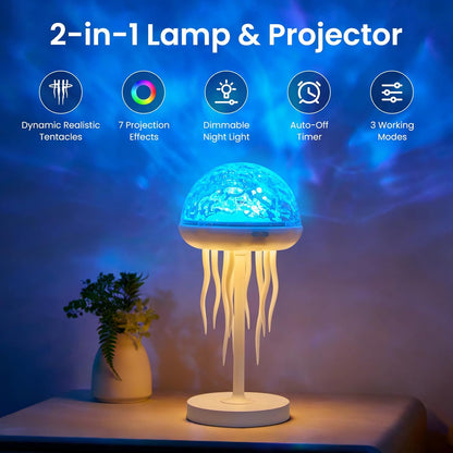 Jellyfish Lamp & Ocean Wave Projector – 2-in-1 Rechargeable Water Ripple Light