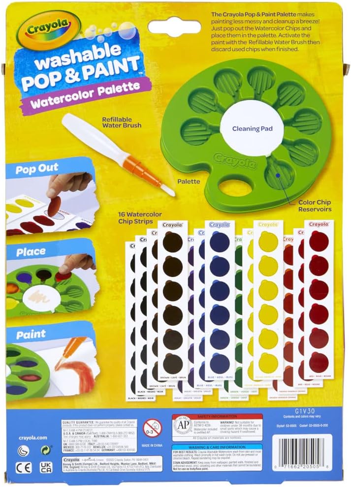 Crayola Watercolor Paint Set – 96 Paint Chips with Refillable Water Brush