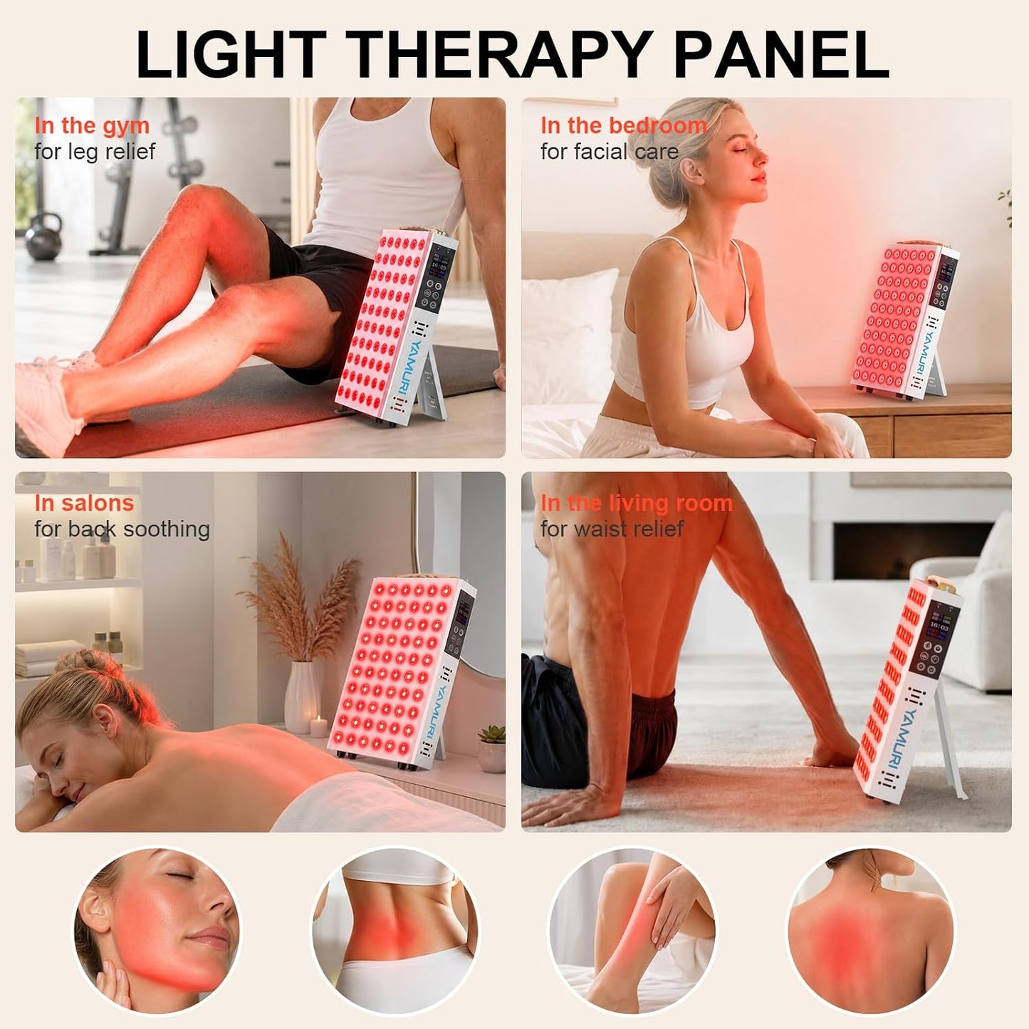 Red Light Therapy Panel – 660nm 850nm 60 LED Lamp with Timer & Stand