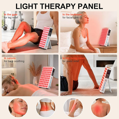 Red Light Therapy Panel – 660nm 850nm 60 LED Lamp with Timer & Stand