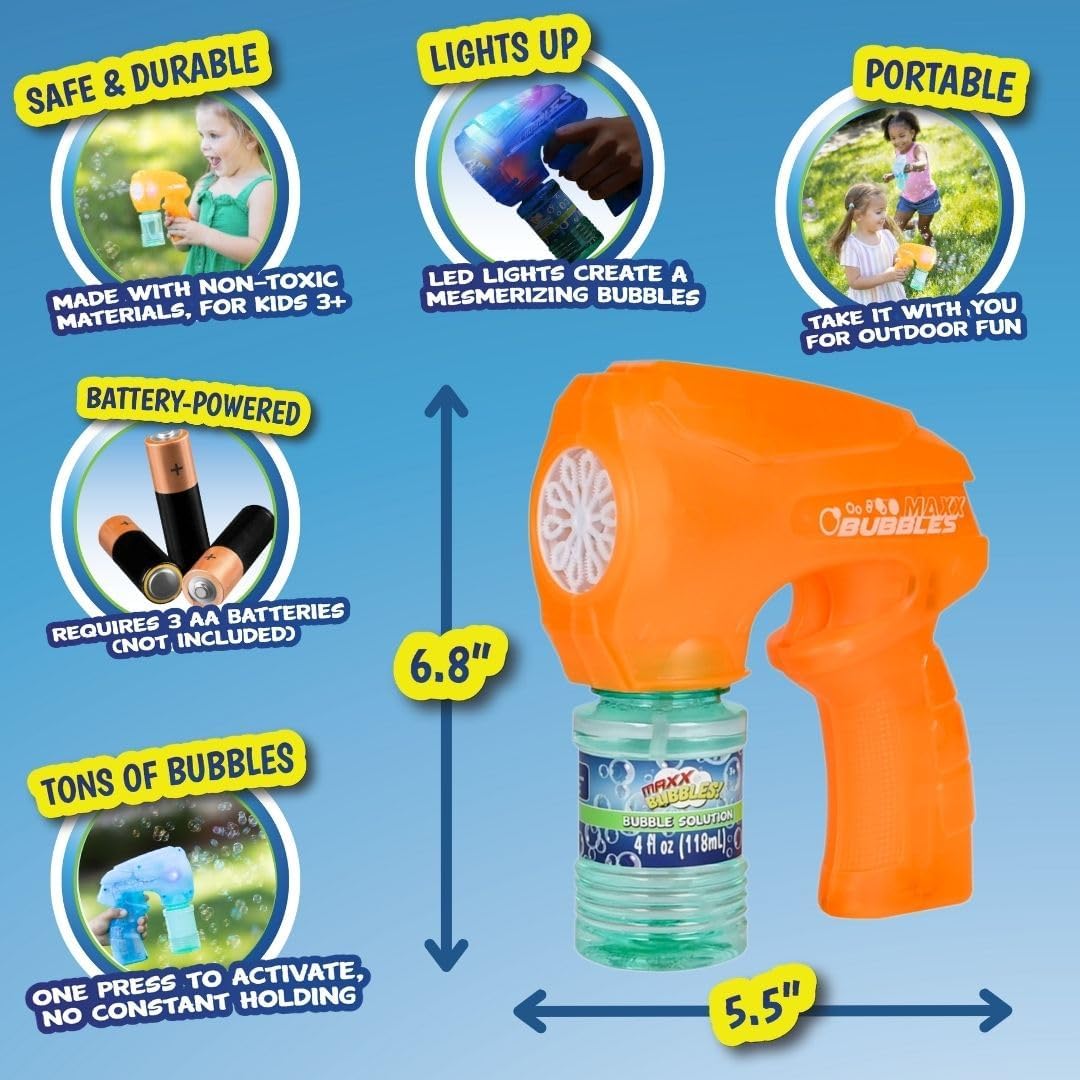 Light-Up Bubble Machine Gun – Automatic LED Bubble Blower Toy for Kids