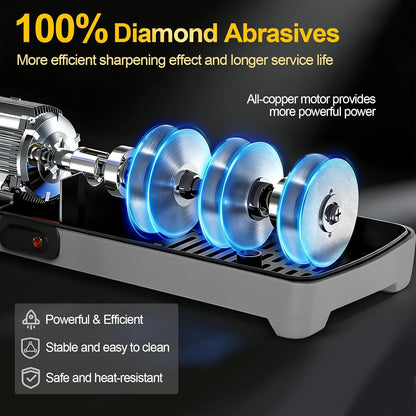 Electric Knife Sharpener - 3-Stage Diamond Kitchen Knife Sharpener with 20° Precision Angle, Fast & Easy