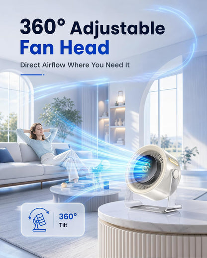 Wall Mounted Fan Rechargeable – Cordless Small Desk Fan with 100 Speeds
