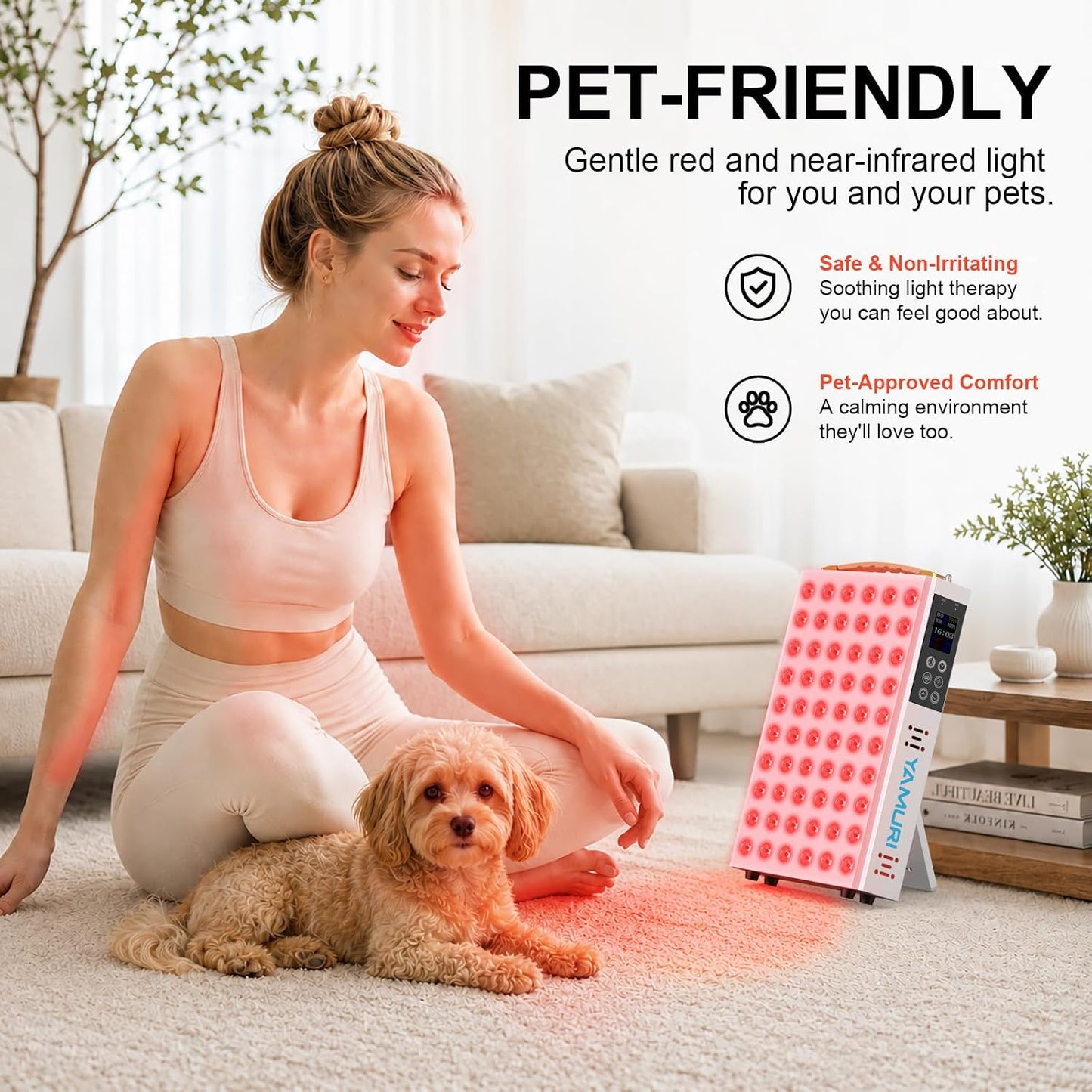 Red Light Therapy Panel – 660nm 850nm 60 LED Lamp with Timer & Stand