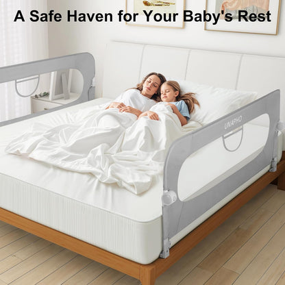 Toddler Bed Rail Guard - Swing Down Safety Bed Rail for Kids, Adjustable Height, Fits Most Beds.