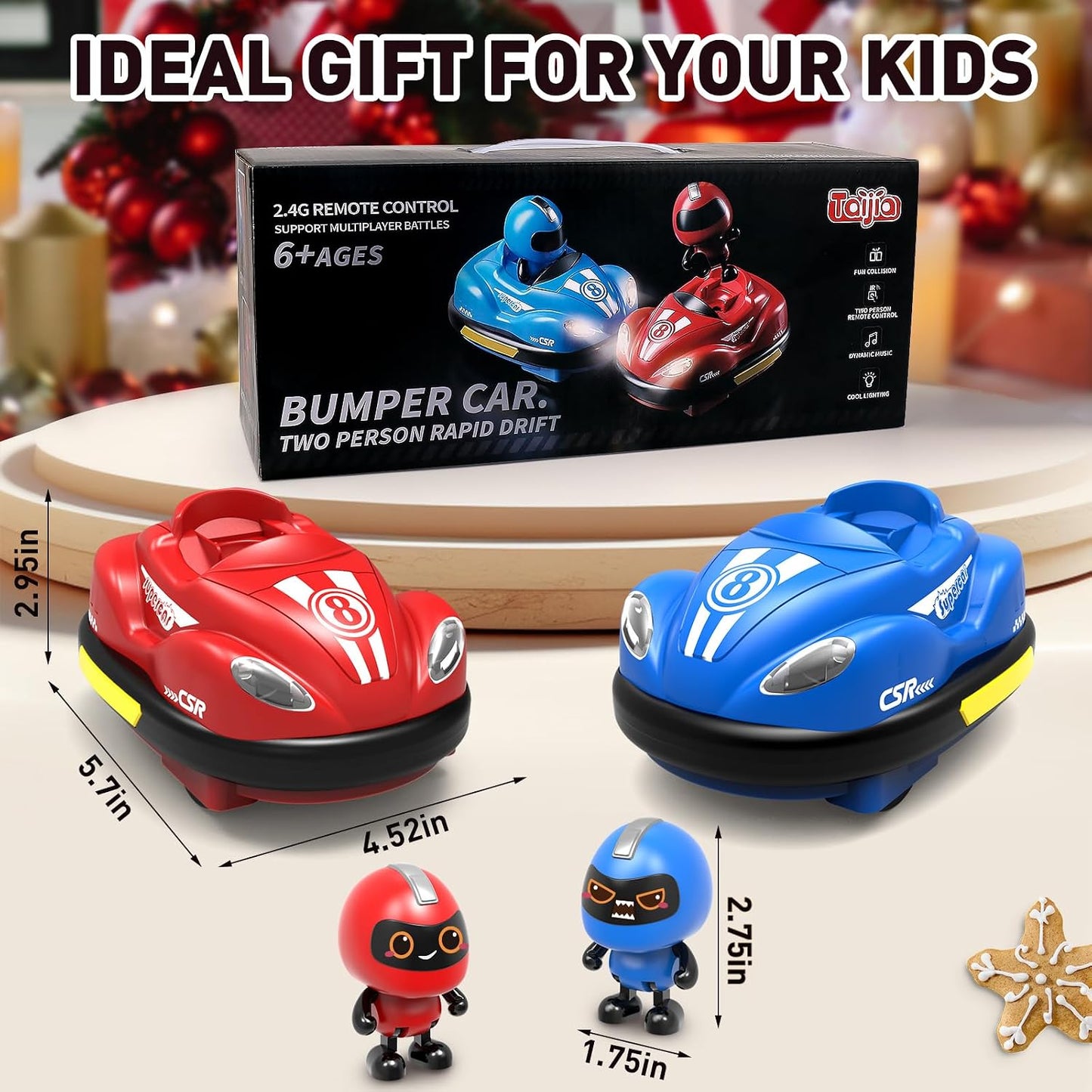 Mini RC Bumper Car with Light & Sound, 360° Rotating Toy