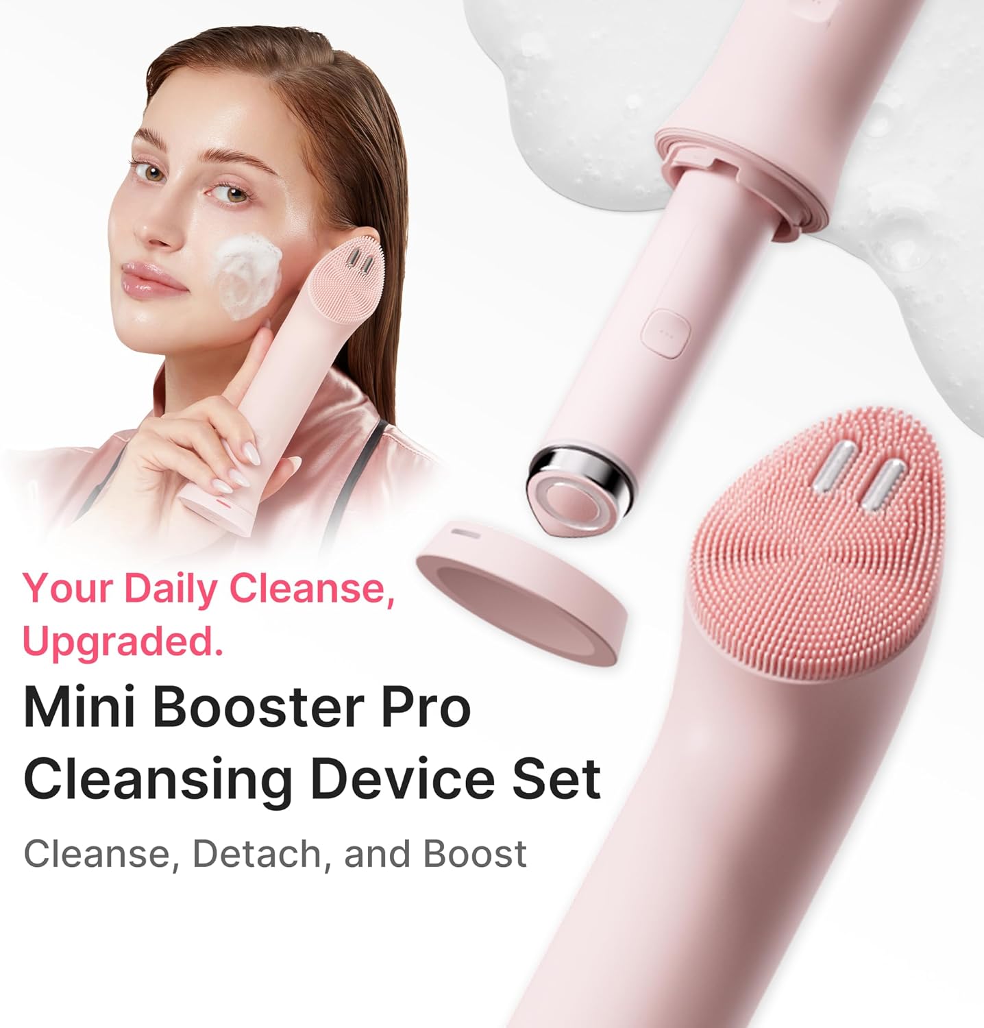 medicube Mini Booster Pro Plus Cleansing Device Set – 2-in-1 Korean Facial Tool (Pink)