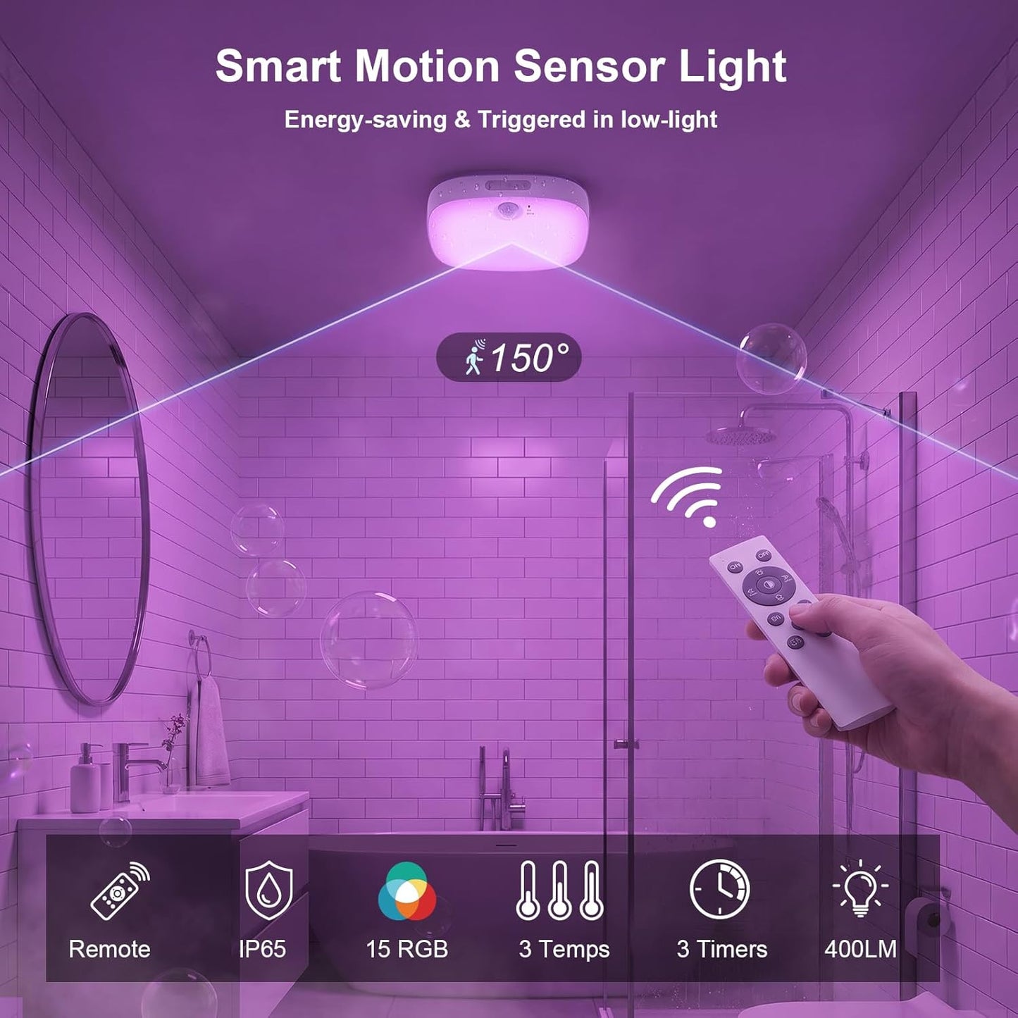 Motion Sensor LED Light – IP65 Waterproof RGB Rechargeable Lamp