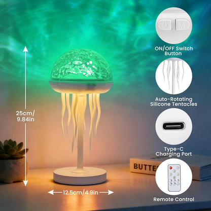 Jellyfish Lamp & Ocean Wave Projector – 2-in-1 Rechargeable Water Ripple Light