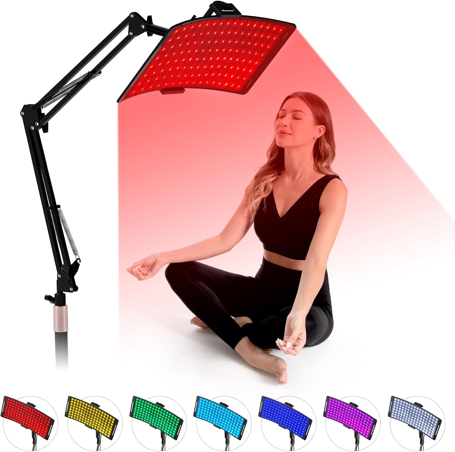 7-in-1 portable red and infrared LED light therapy lamp with stand for face and body