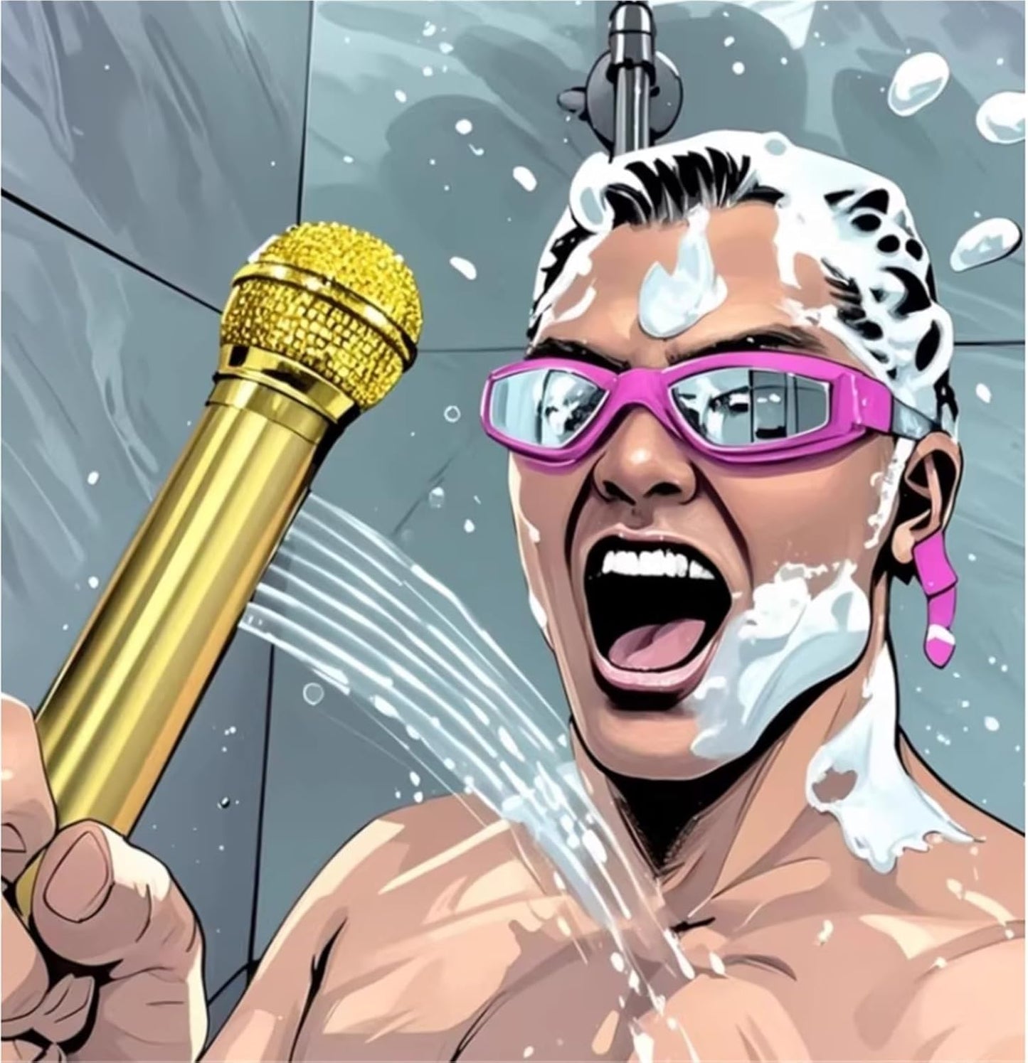 Singing Showerhead Microphone – Gold Aluminum Alloy Bathroom Karaoke Mic