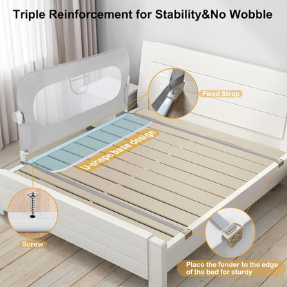 Toddler Bed Rail Guard - Swing Down Safety Bed Rail for Kids, Adjustable Height, Fits Most Beds.