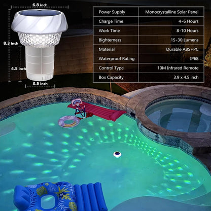 Solar Pool Chlorine Floater – Color Changing Dispenser with Remote & Timer