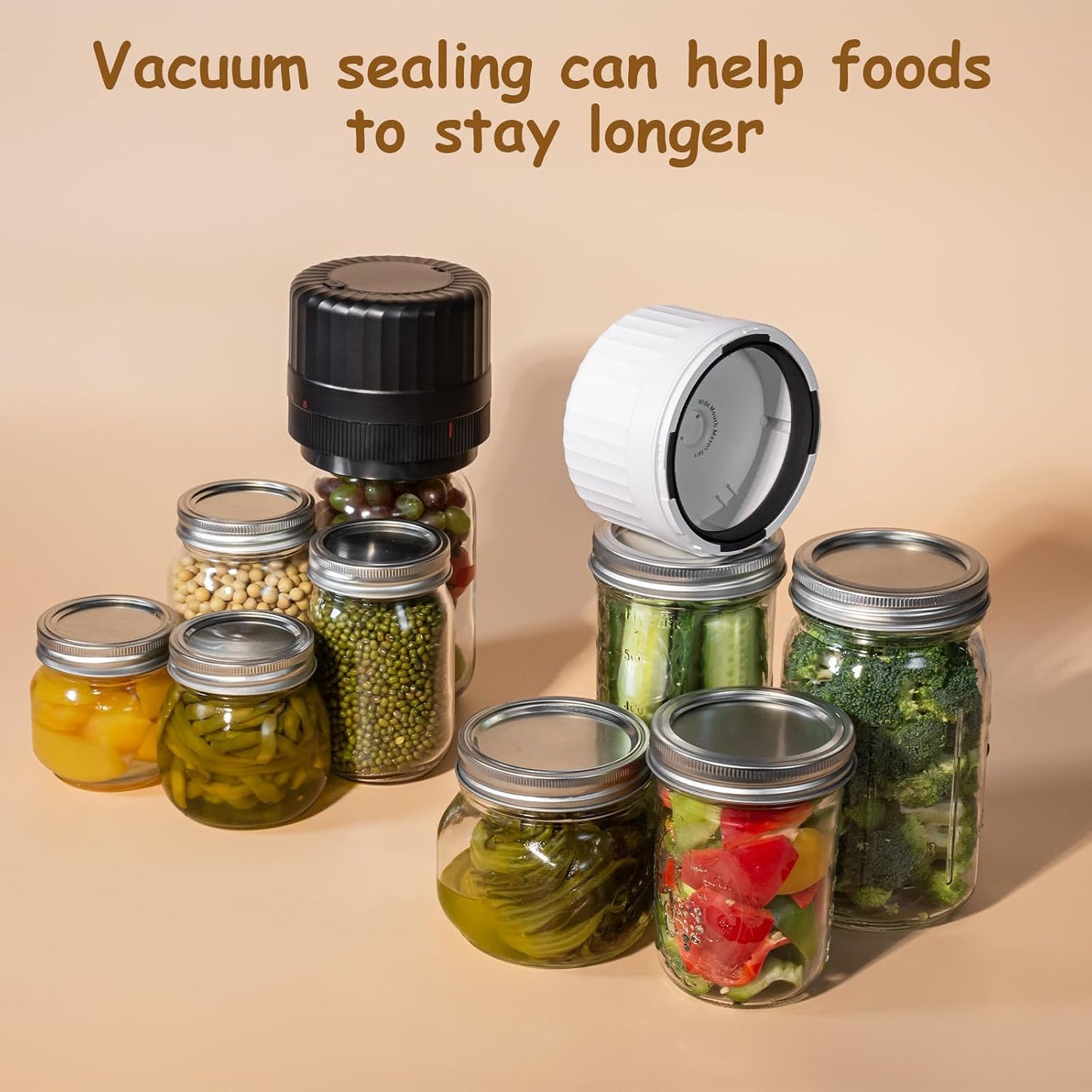 Electric Mason Jar Vacuum Sealer – Automatic Rechargeable Jar Sealer Kit
