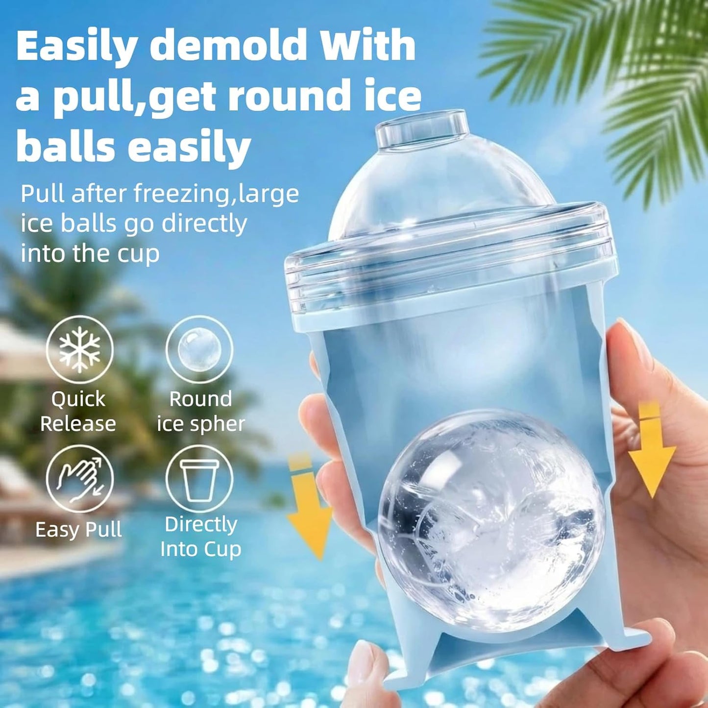 2-in-1 Silicone Ice Ball Maker Cup – Collapsible Travel Tumbler with Straw