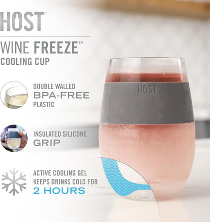 Freezable Stemless Wine Glasses – Insulated Cooling Gel Wine Tumblers Set