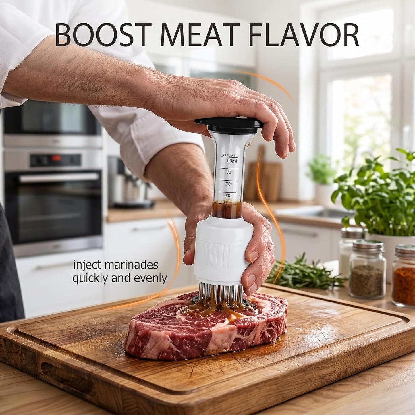 Meat Injector & Tenderizer – Stainless Steel Marinade Sauce Injector Kit