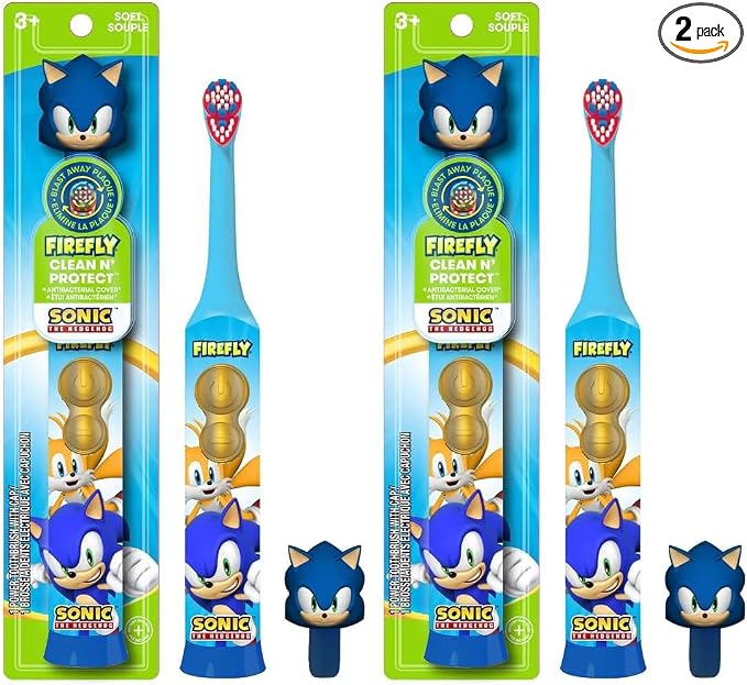 Sonic the Hedgehog Kids Electric Toothbrush – Battery Brush with 3D Cover