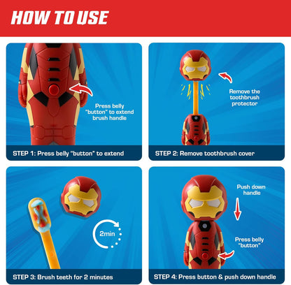 Marvel Kids Toothbrush with Pop Cover – Brush Buddies Soft Bristle Toothbrush