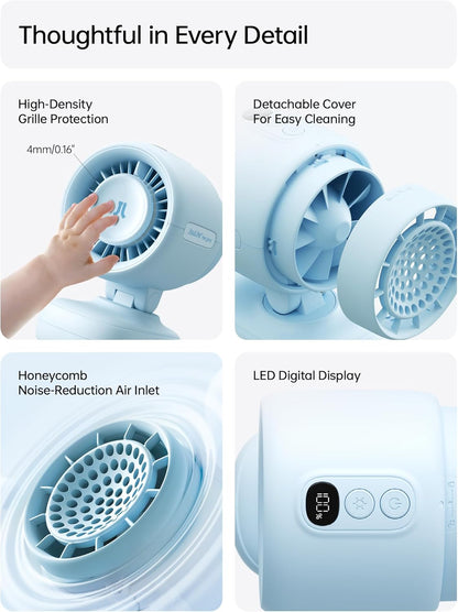 Portable Stroller Fan – 5000mAh Rechargeable Clip Fan with Night Light