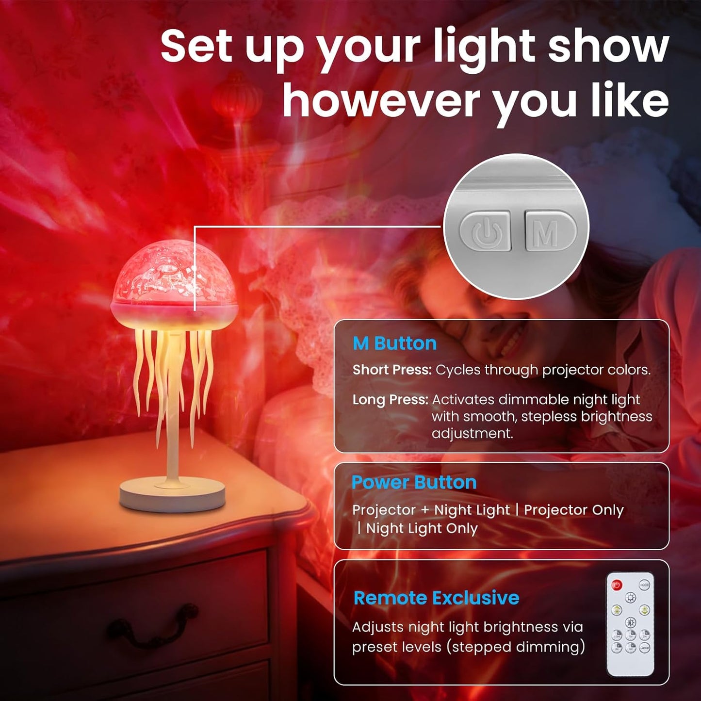 Jellyfish Lamp & Ocean Wave Projector – 2-in-1 Rechargeable Water Ripple Light