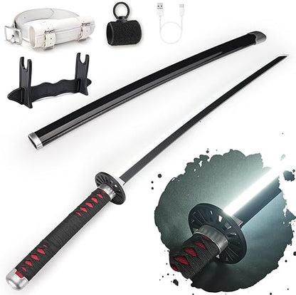 Light-Up LED Cosplay Sword – Rechargeable 40" Prop with Spinner & Holster