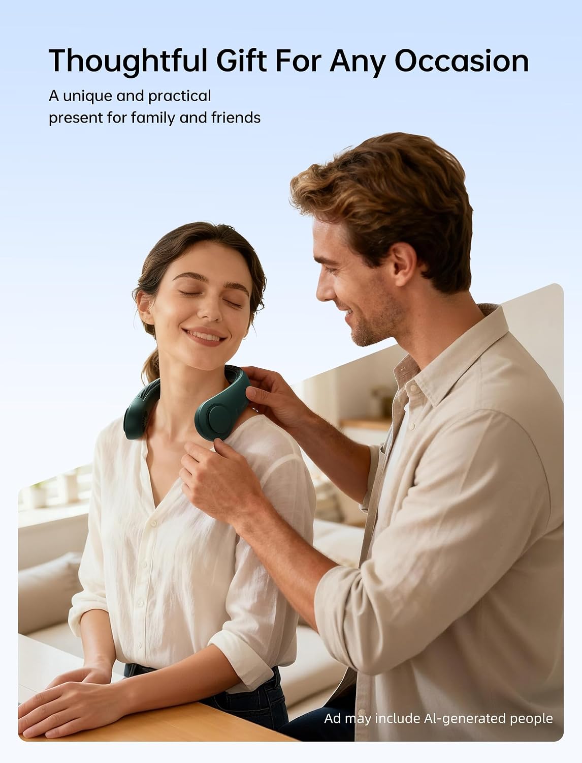 JISULIFE Portable Neck Fan – Hands-Free Bladeless Wearable Personal Fan
