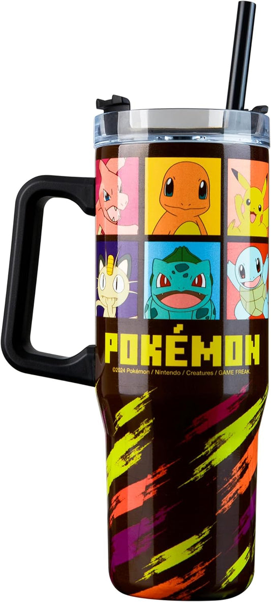 Pokémon Pikachu 33oz stainless steel insulated tumbler with handle and straw
