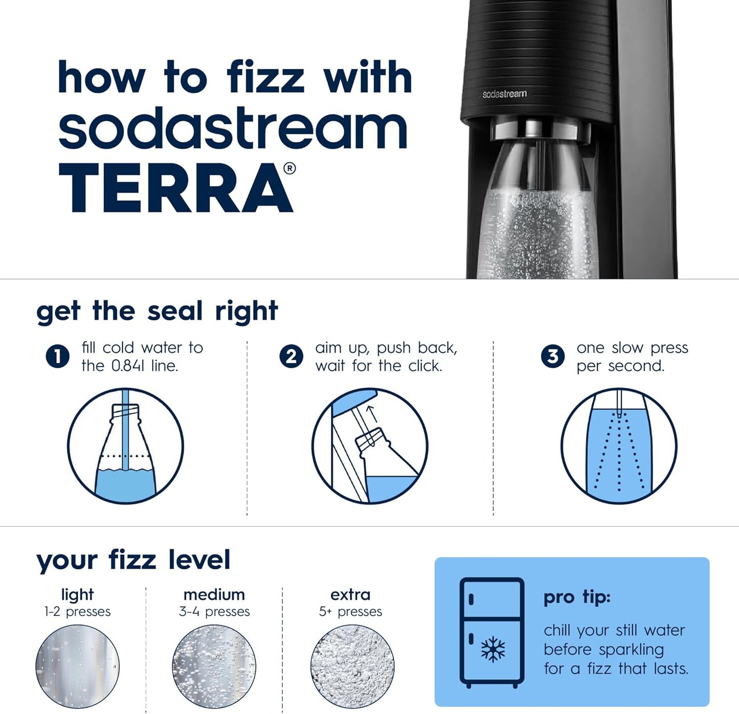 SodaStream TERRA Sparkling Water Maker Bundle – 2 CO2 Cylinders & 3 Bottles