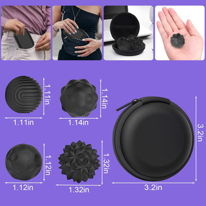 Magnetic Fidget Balls – 4 Pack Textured Silicone Sensory Toys, Quiet
