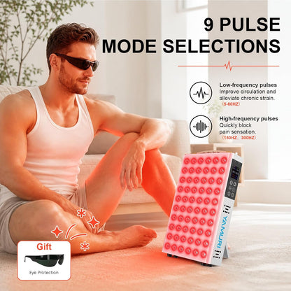 Red Light Therapy Panel – 660nm 850nm 60 LED Lamp with Timer & Stand