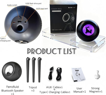 Dancing Ferrofluid Bluetooth Speaker - 30W Magnetic Fluid Audio Visualizer with RGB Light, Desk Toy