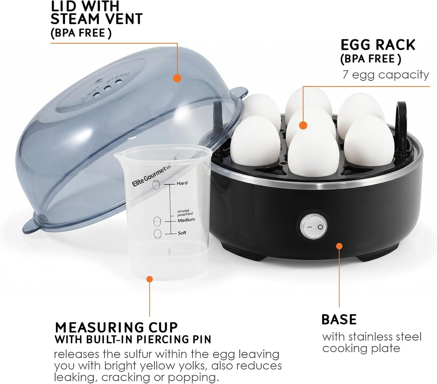 Electric Egg Cooker – 7-Egg Boiler & Steamer with Auto Shut-Off