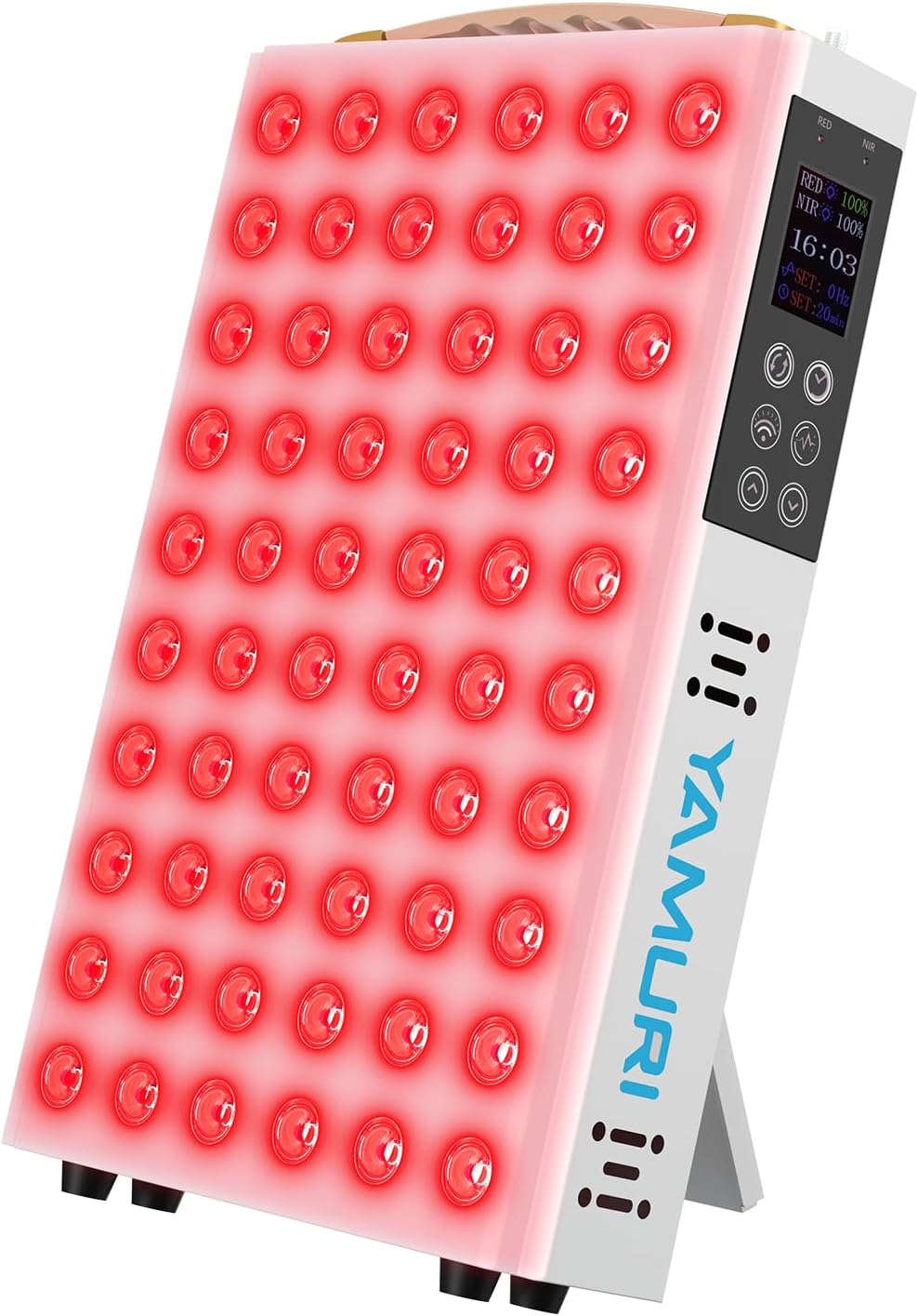 Red light therapy panel with 60 LEDs 660nm and 850nm light, timer and stand for body
