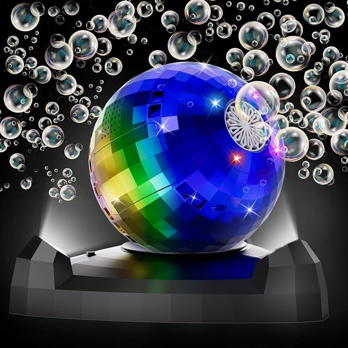 Automatic Disco Bubble Machine – 360° LED Bubble Blower Toy for Kids