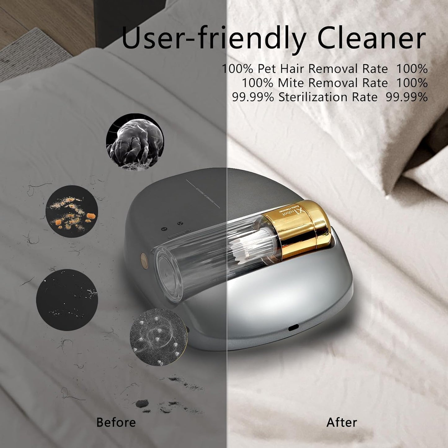 CREATULIZE X1 Robot Bed Vacuum – Cordless Mattress Cleaner with UV-C Light