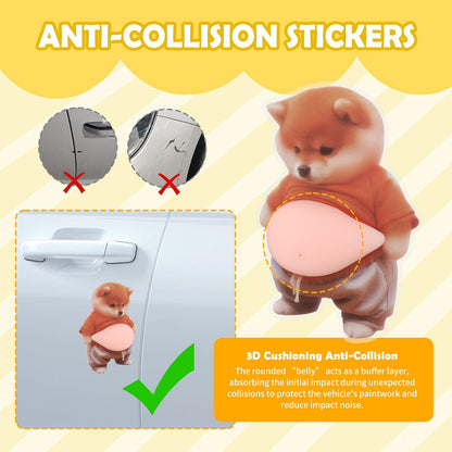 3D Squishy Belly Car Stickers - Soft Cute Animal Door Edge Guards, Stress Relief Decals for Car Protection