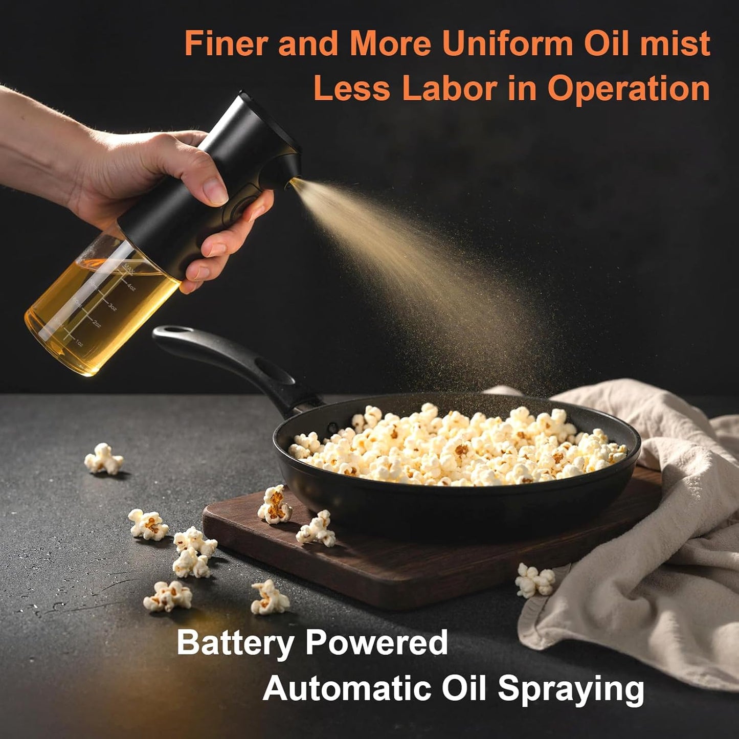 Electric Oil Sprayer 160ml - USB Rechargeable Olive Oil Mister for Air Fryer, Cooking & Grilling, Glass