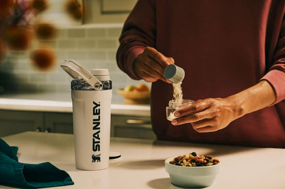 STANLEY Vitalize Shaker Bottle 20oz - Leakproof Insulated Stainless Steel Protein Shaker Cup with Storage Base