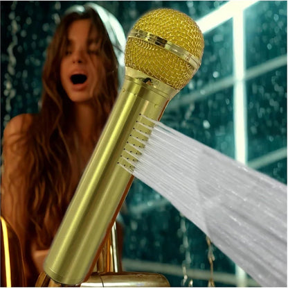 Singing Showerhead Microphone – Gold Aluminum Alloy Bathroom Karaoke Mic